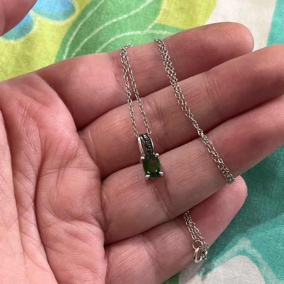 Chuck Clemency Emerald Sterling Silver 925 Pendant and Chain Necklace - Picture 3 of 7